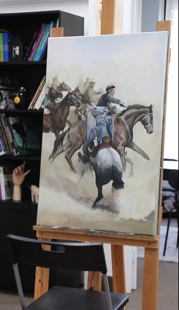 Gestural study of riders on horseback